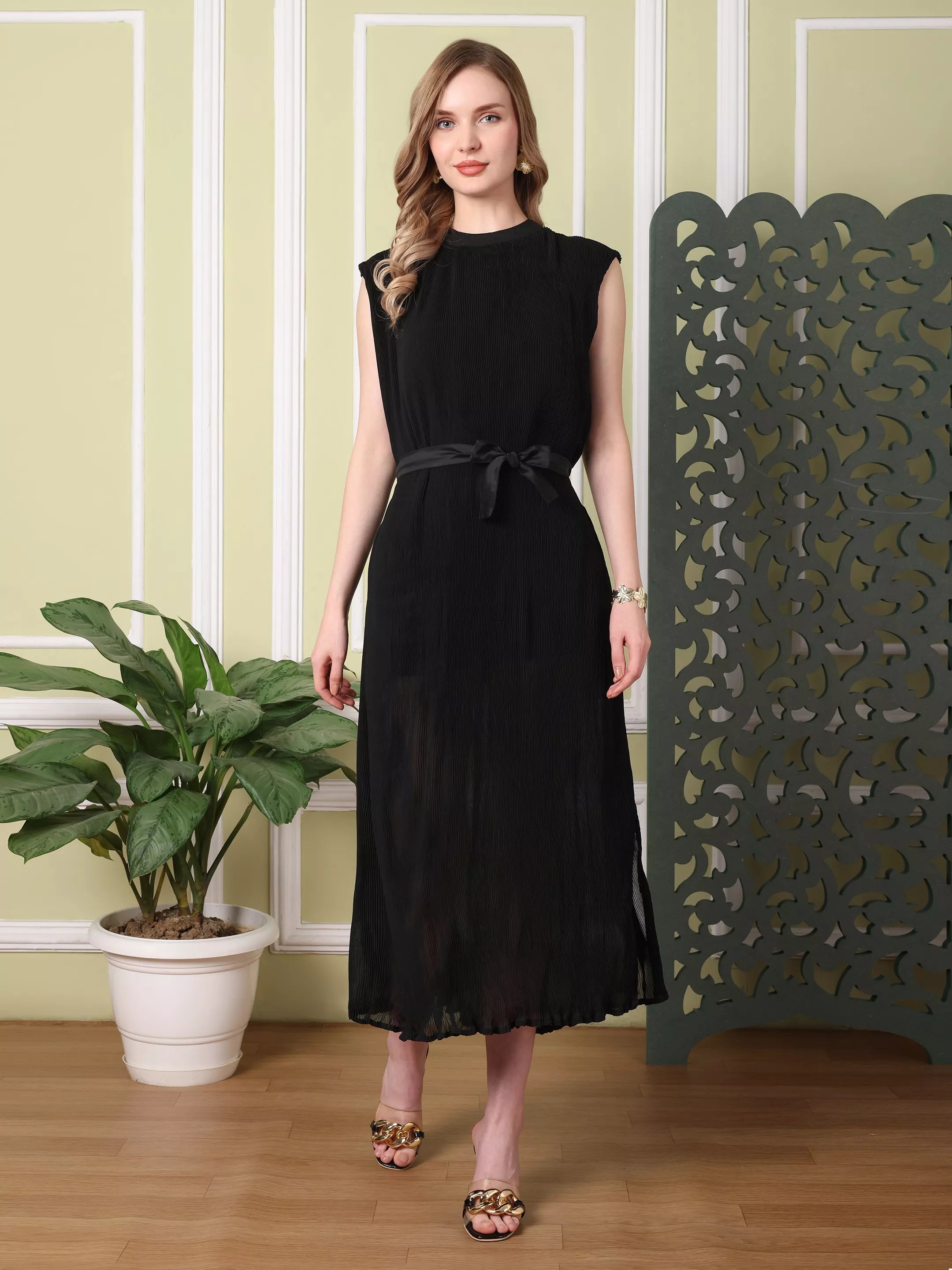 IMARA Pleted fabric Midi Dress