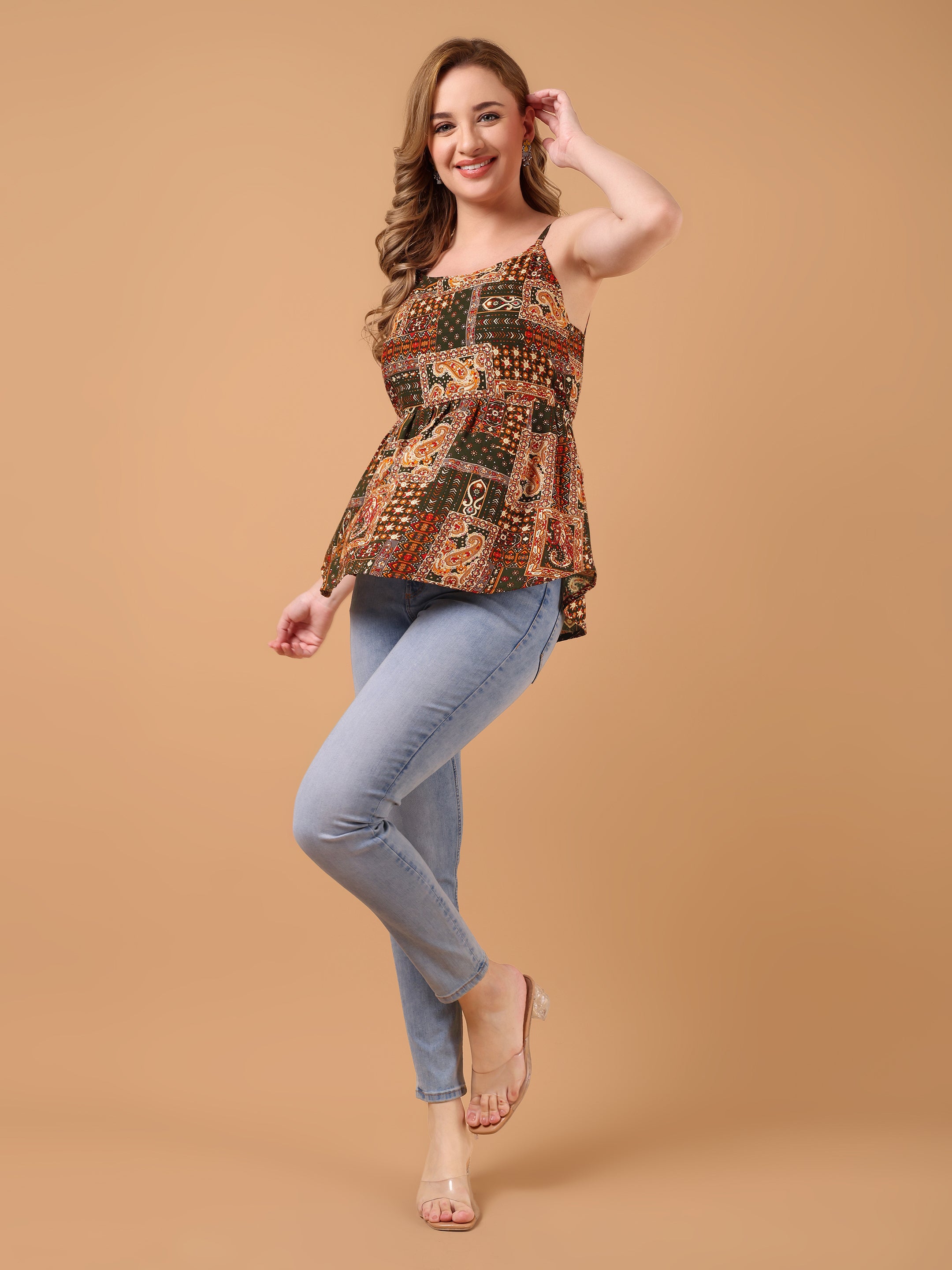 SANAH Boho Print Sleeveless Top