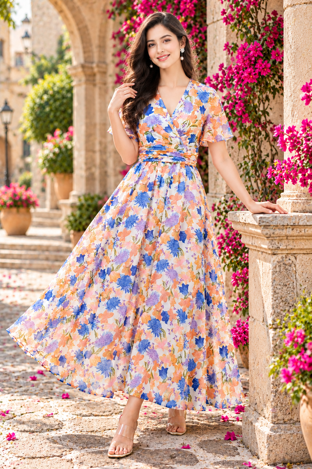 Rosalie Bloom Chiffon Dress LL-097