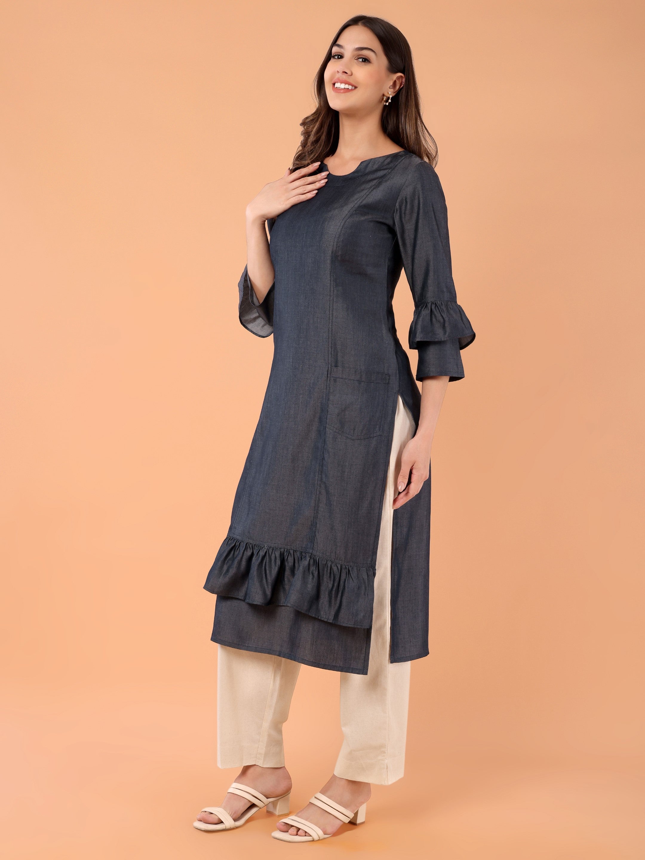 SAMAIRA Denim Layered Kurta