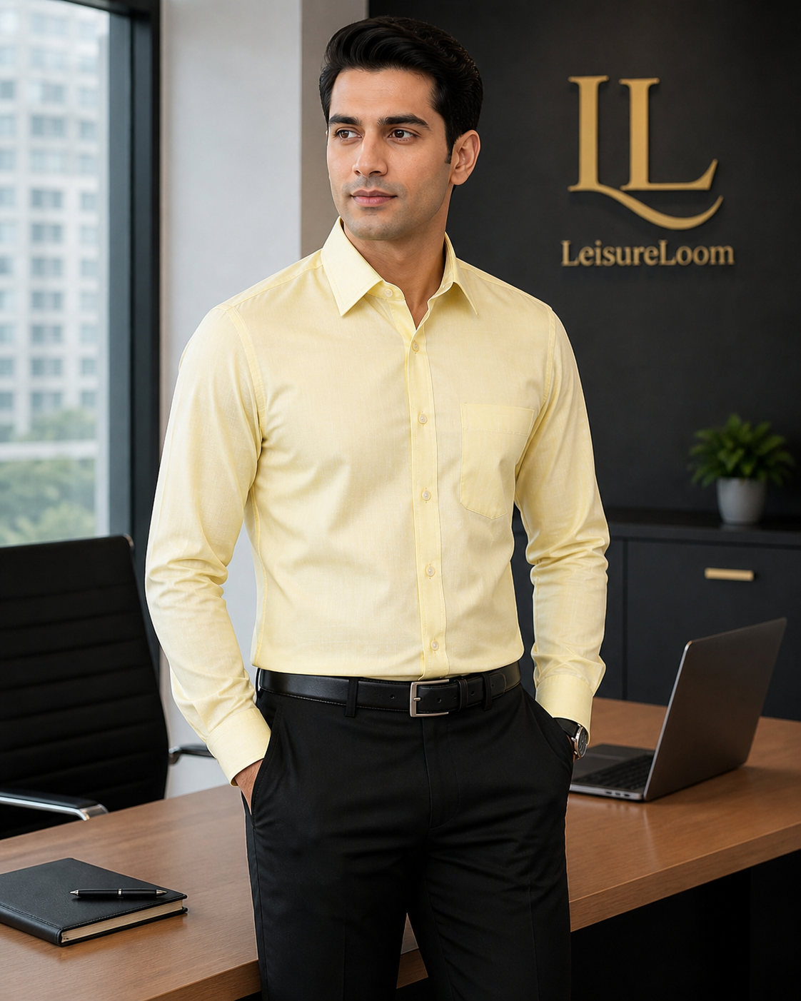 LL-072 Premium Cream Yellow formal shirt