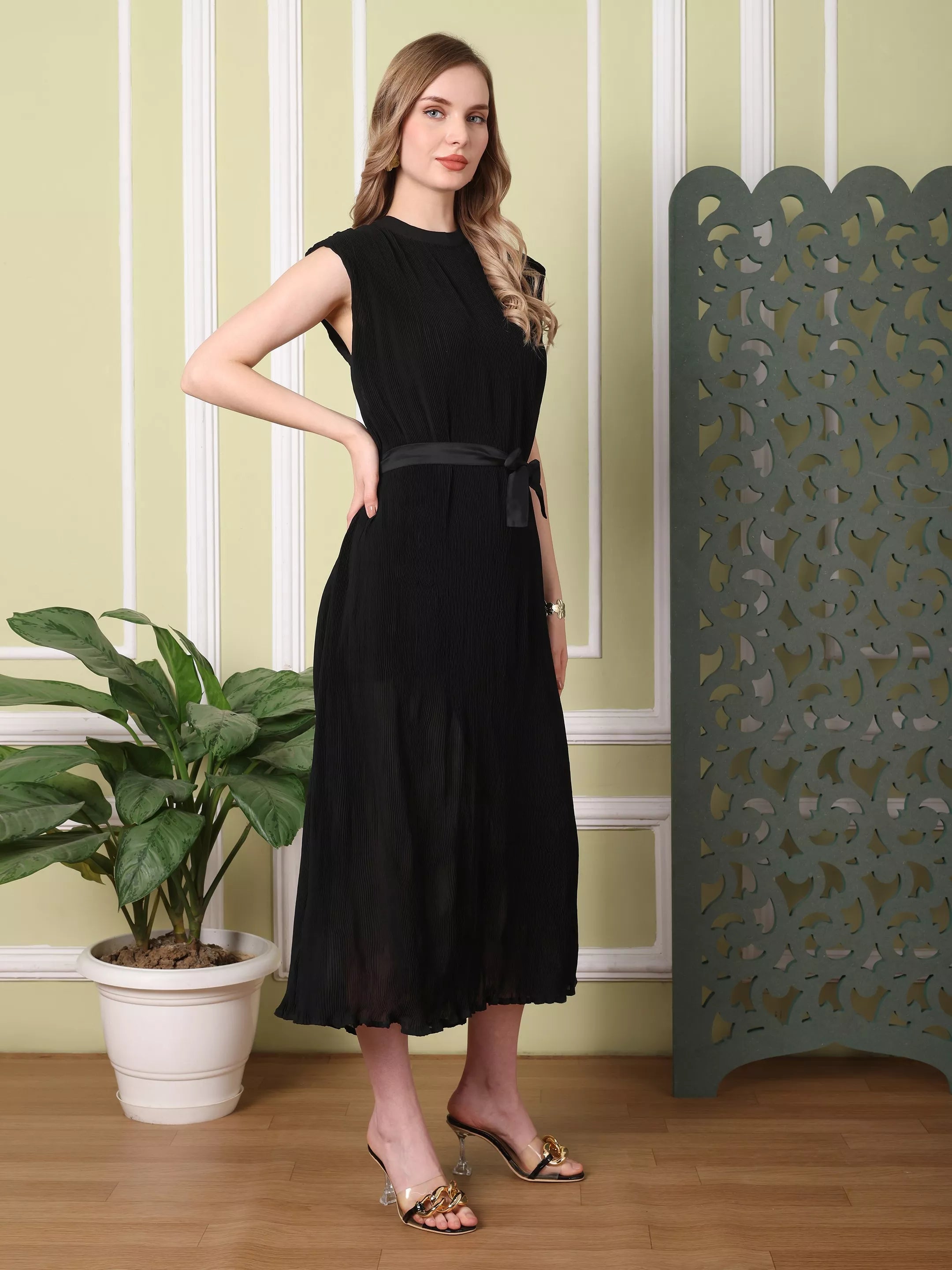 IMARA Pleted fabric Midi Dress