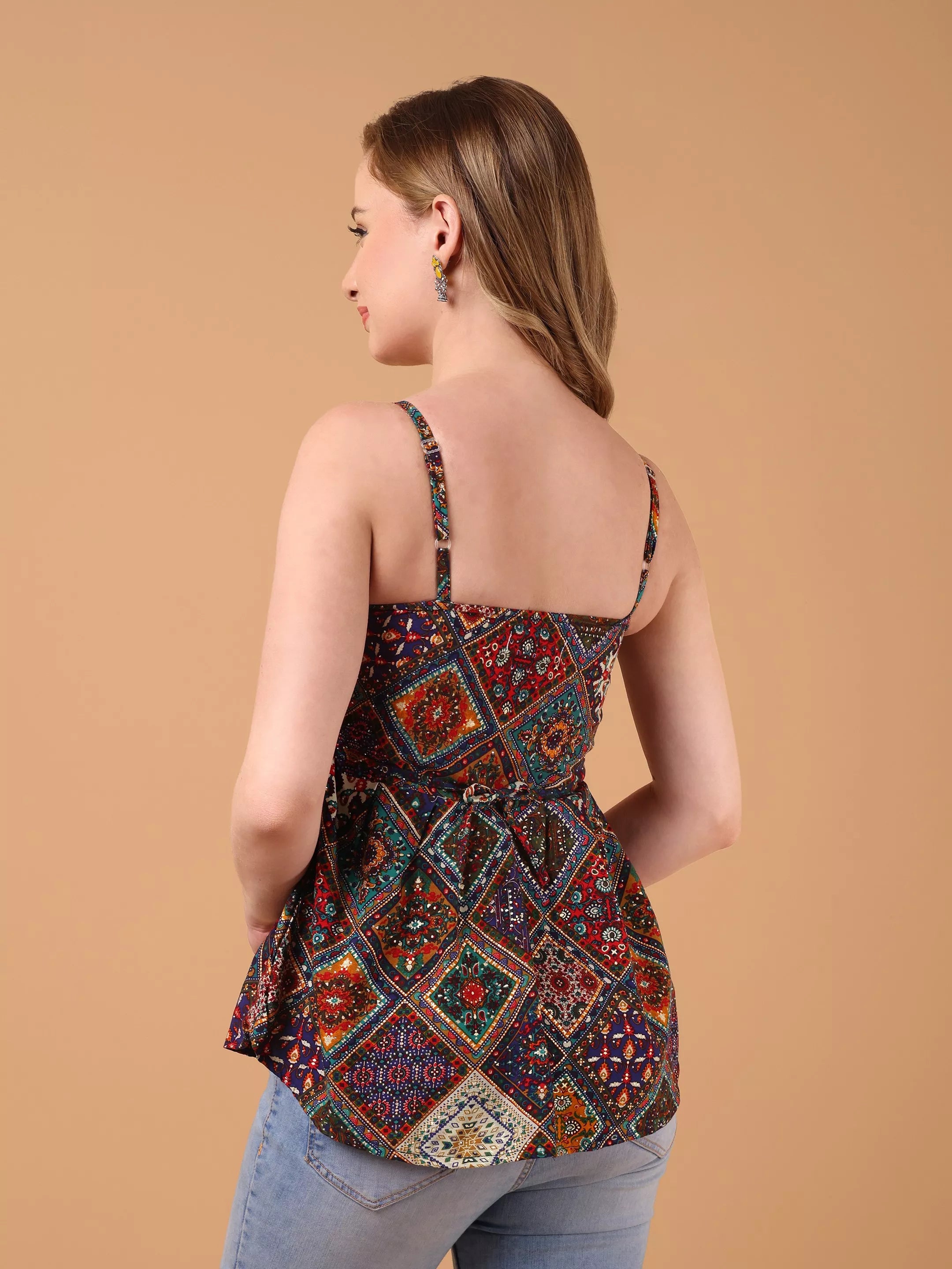 SANAH Boho Print Sleeveless Top