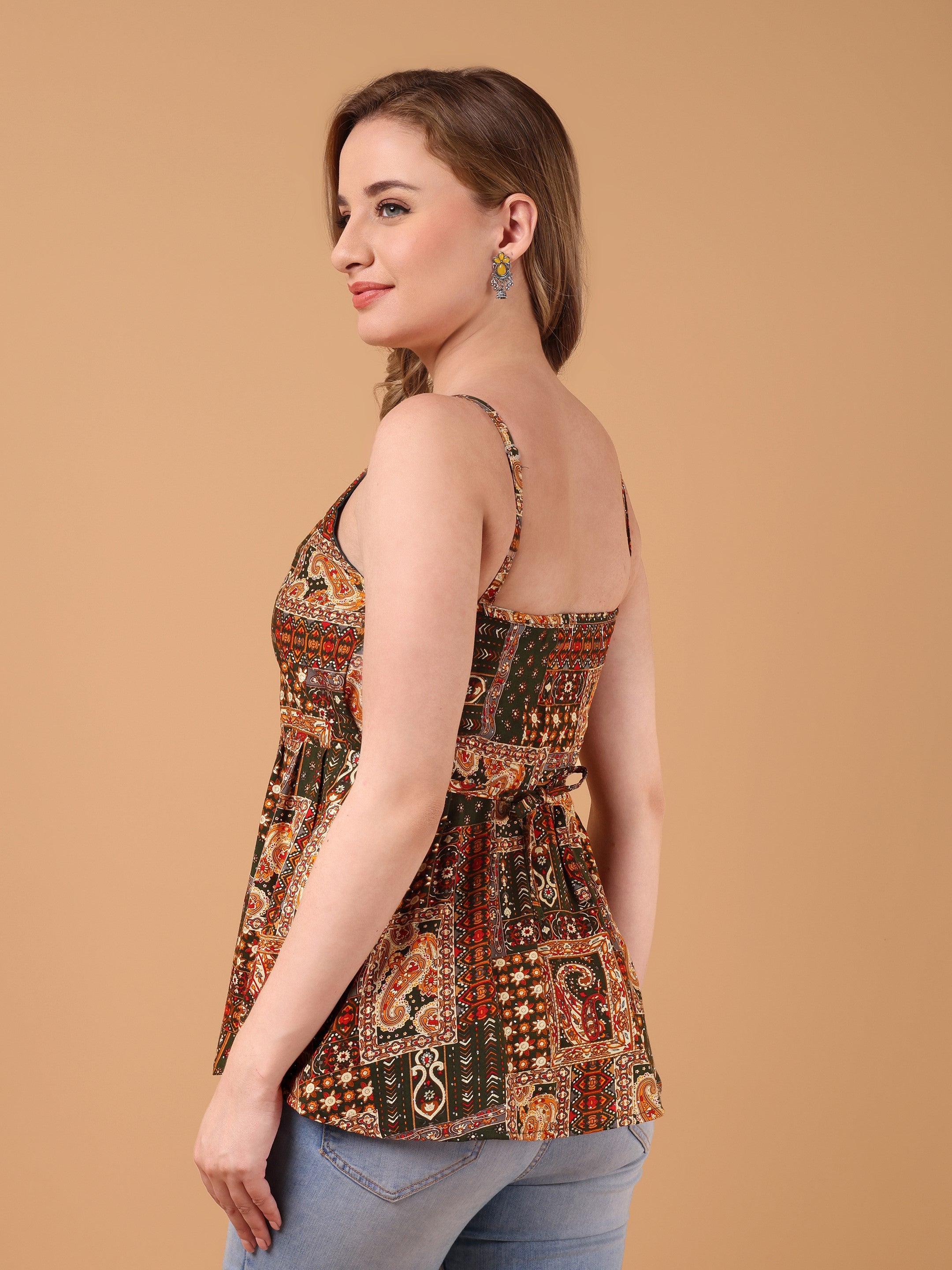 SANAH Boho Print Sleeveless Top