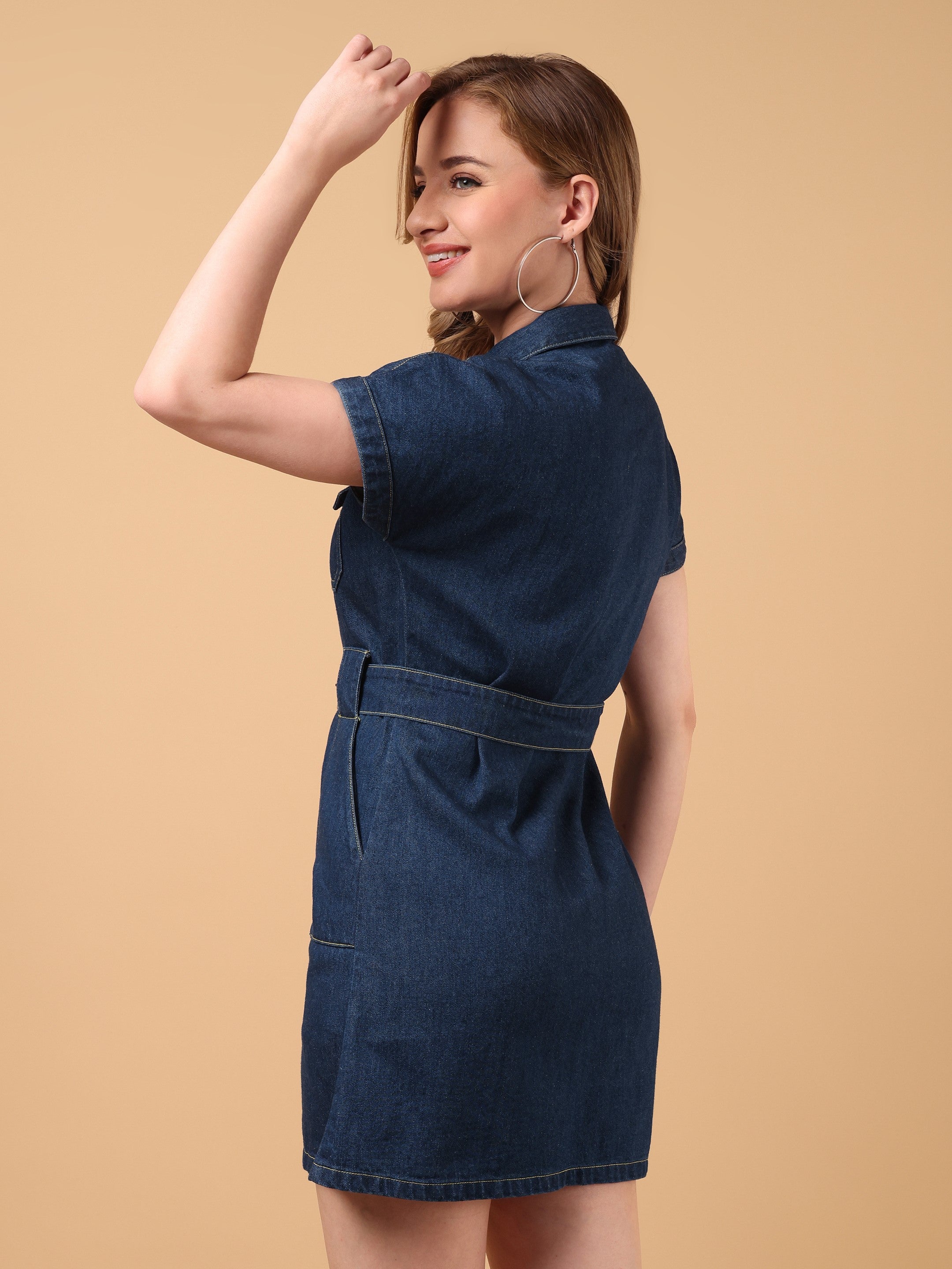 DYNA Denim Midi Dress-Blue