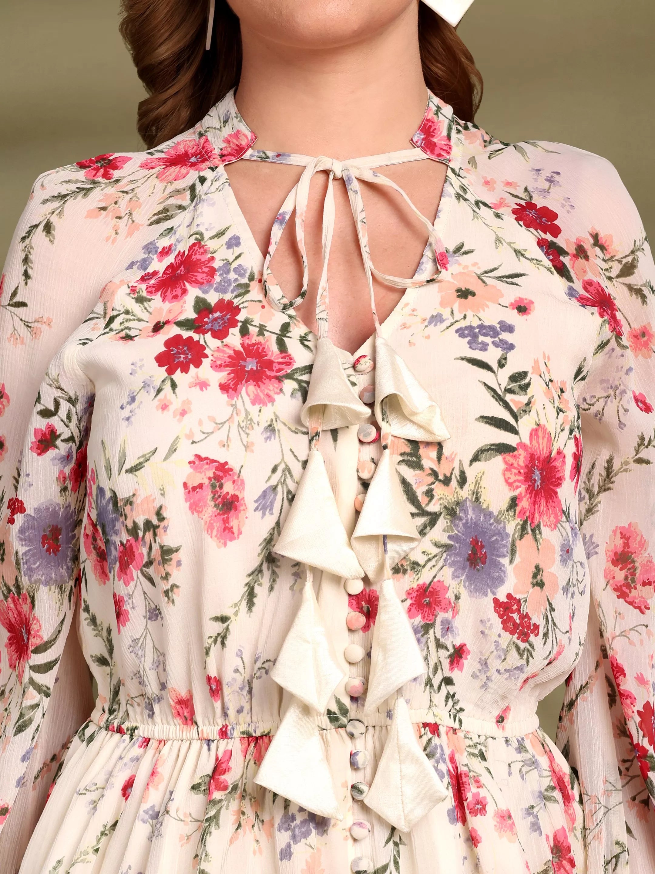 FLORINA Floral Chiffon Ruffle Mini Dress