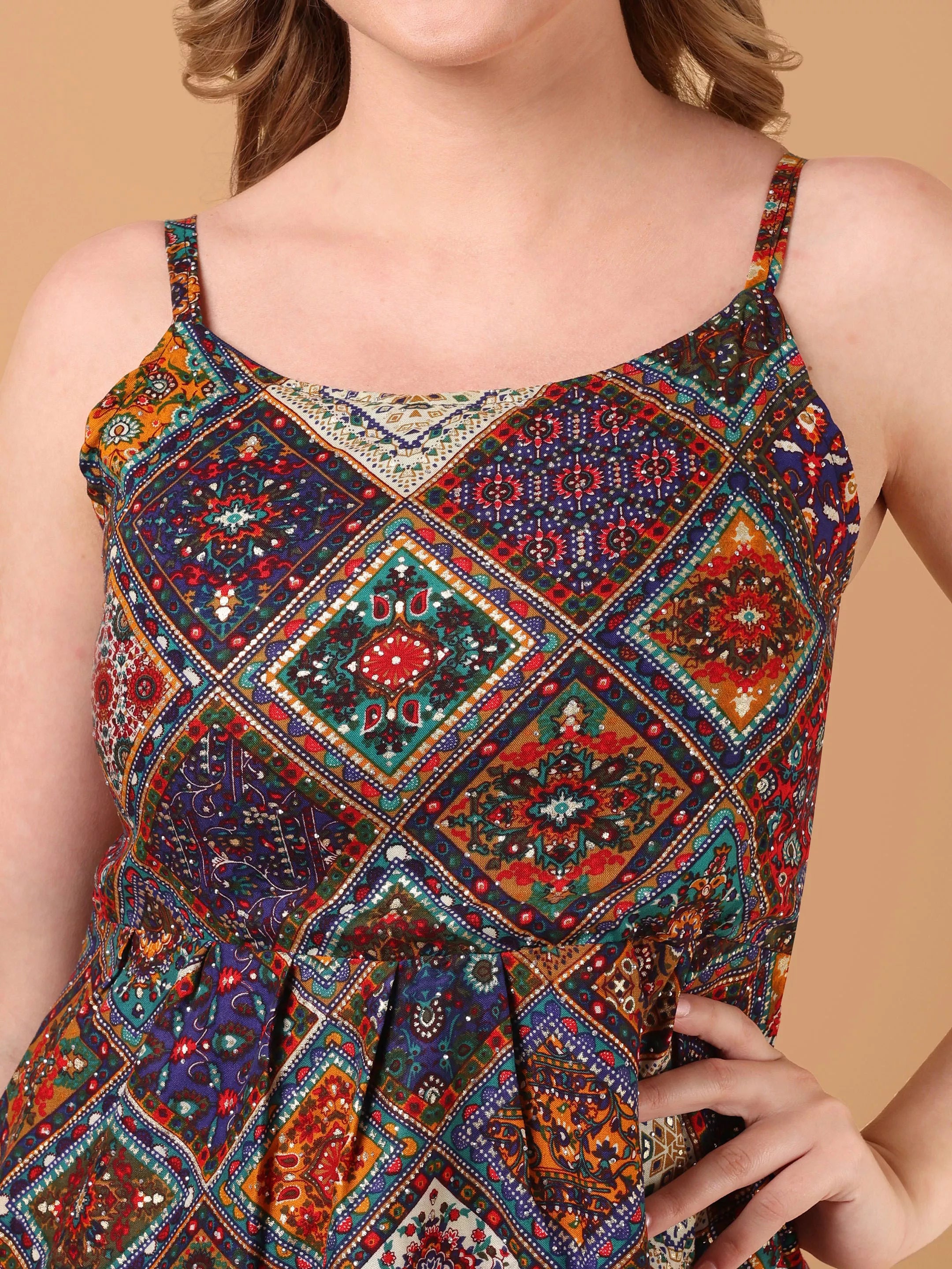 SANAH Boho Print Sleeveless Top