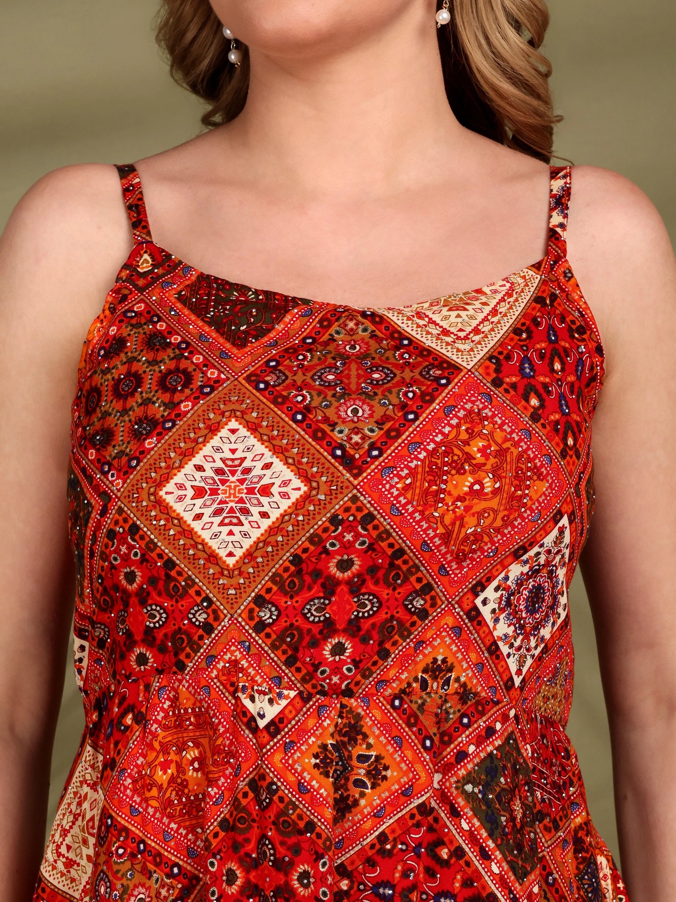 SANAH Boho Print Sleeveless Top