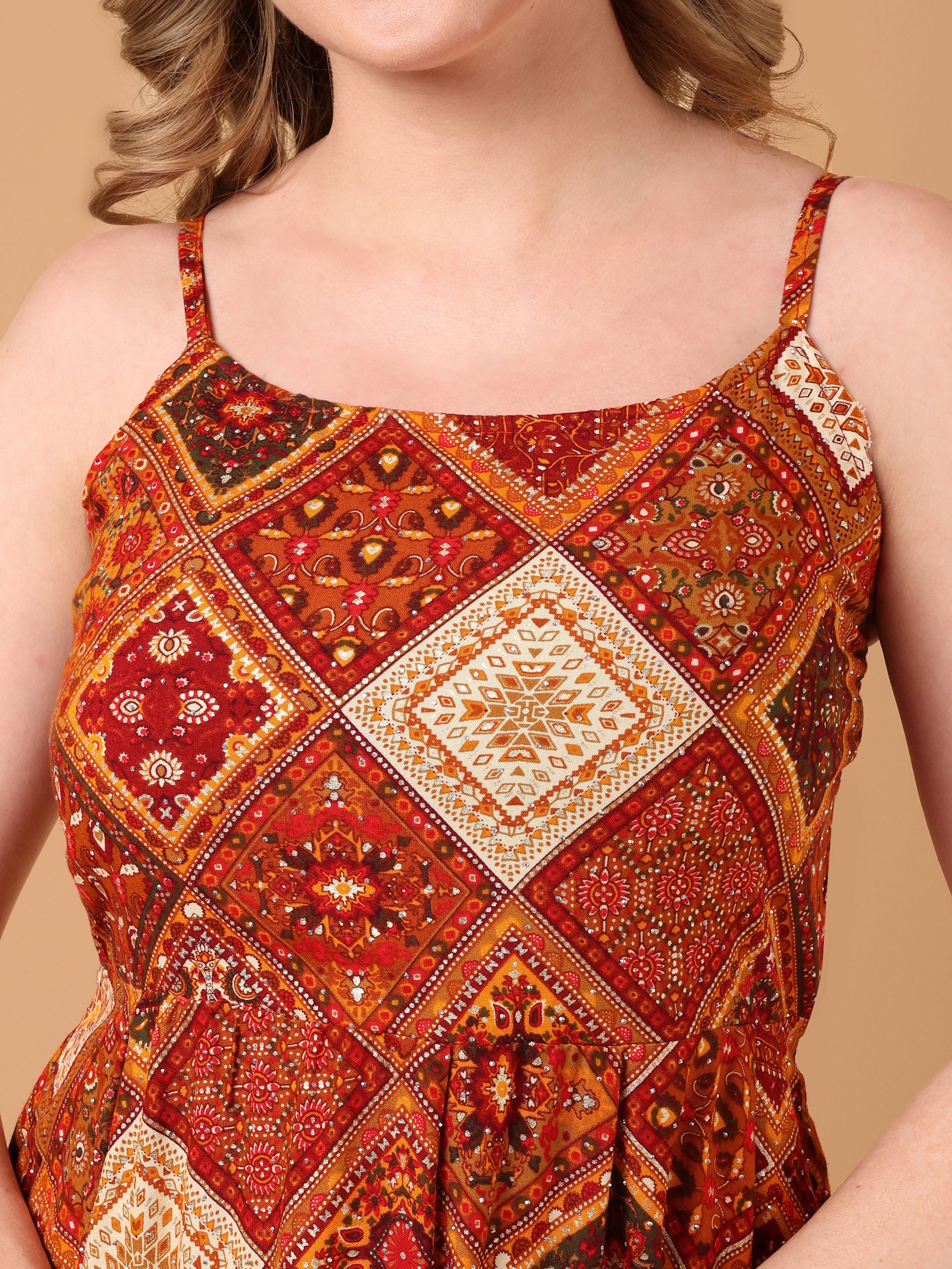 SANAH Boho Print Sleeveless Top