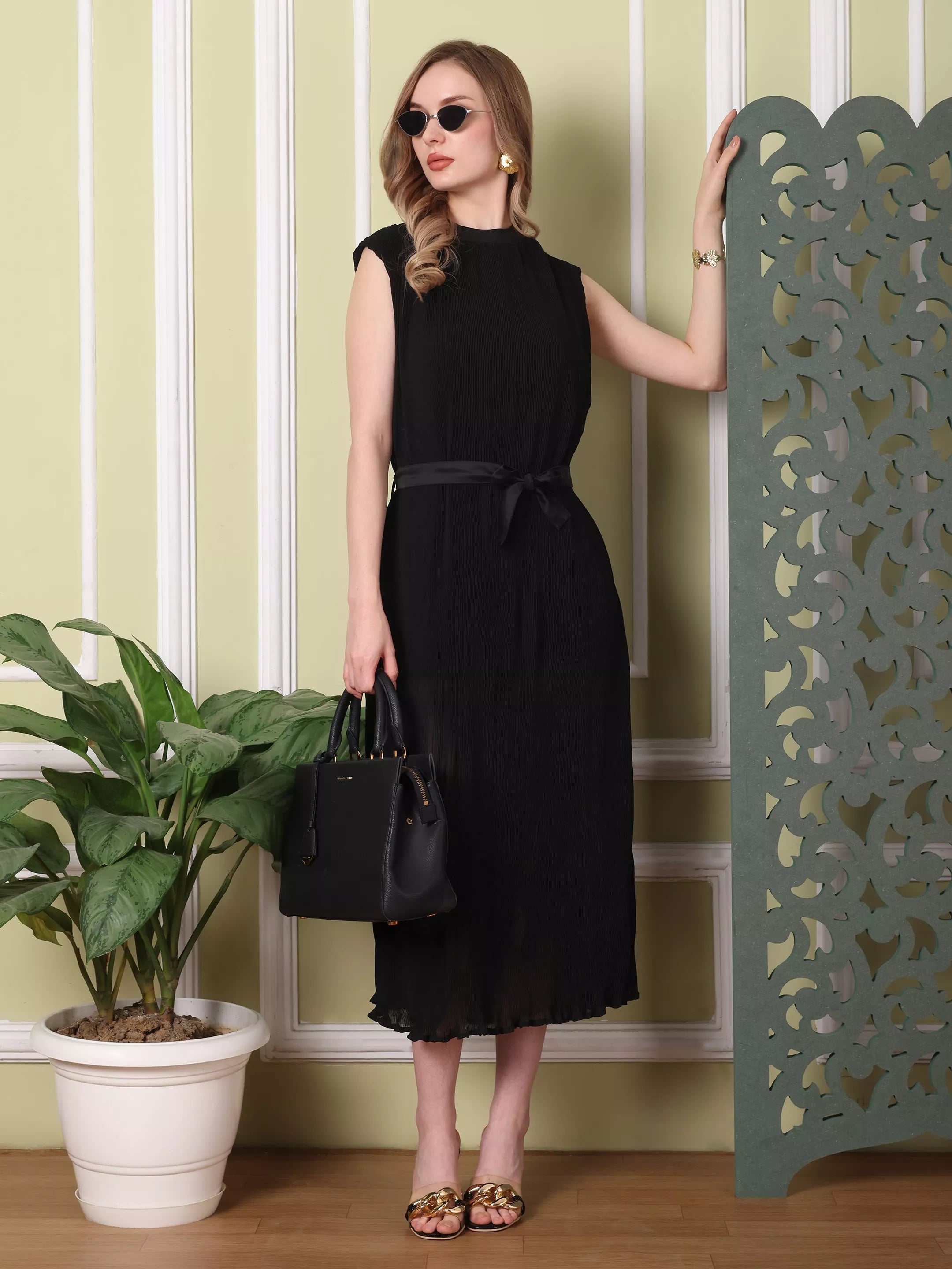 IMARA Pleted fabric Midi Dress