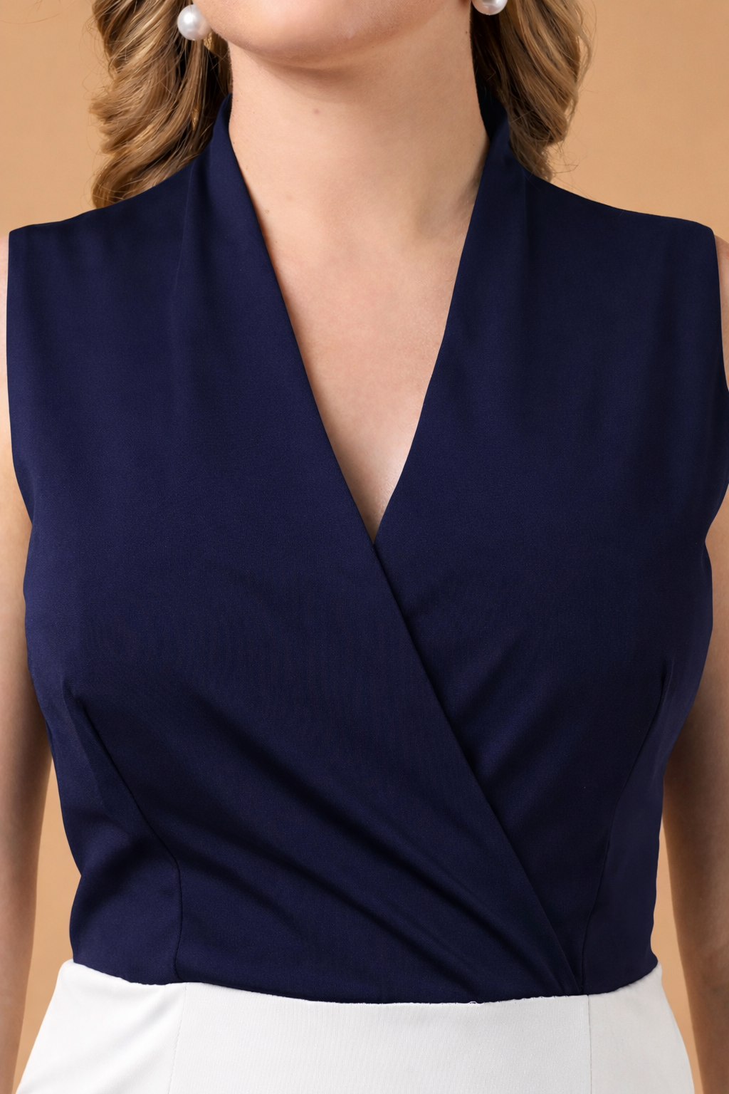 Blue & White Color Sleeveless Bodycon Dress